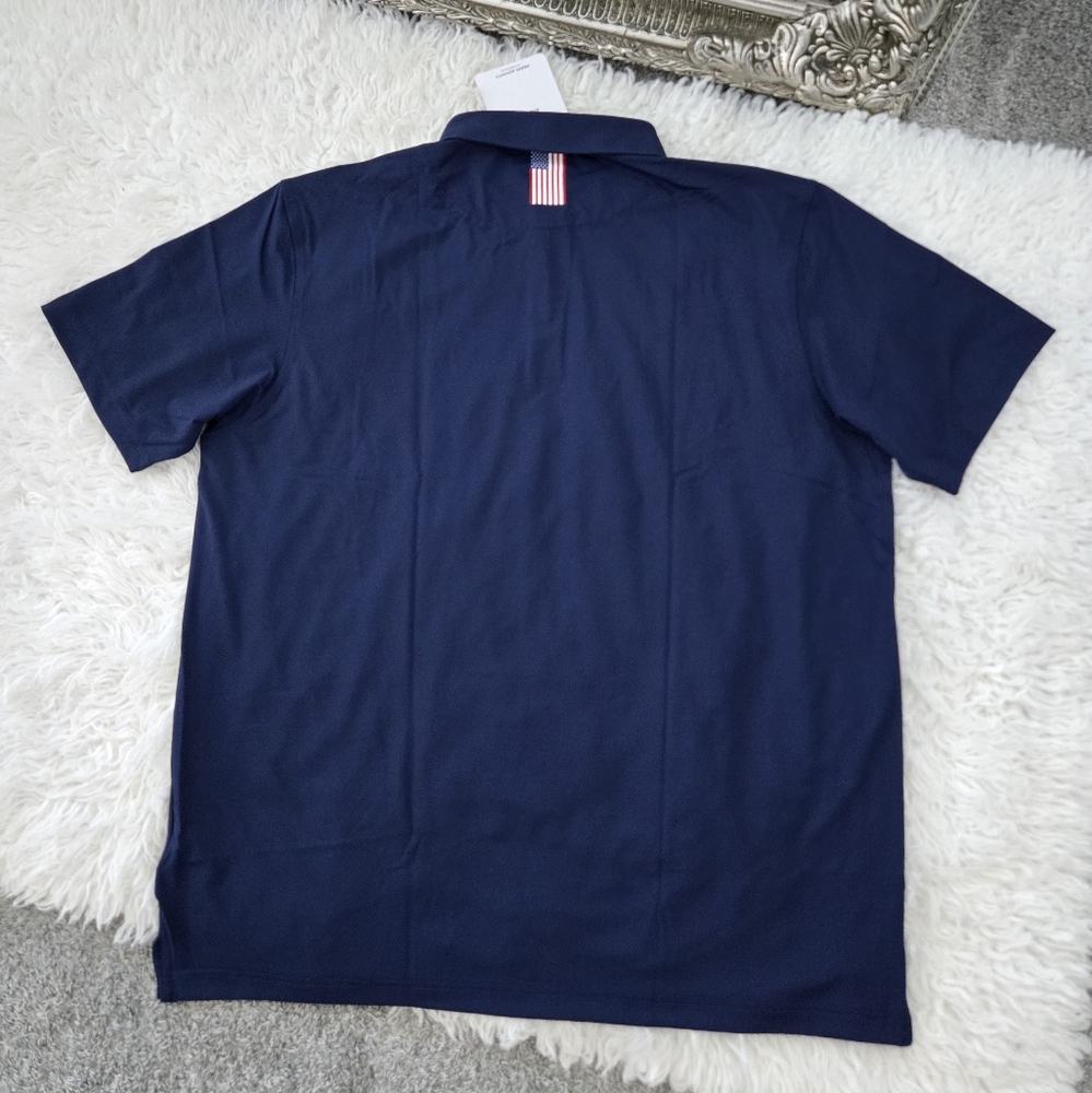 RHOBACK Solid - USA Men's Short Sleeve Performance Polo. Color Fleet Navy with f - Picture 3 of 8